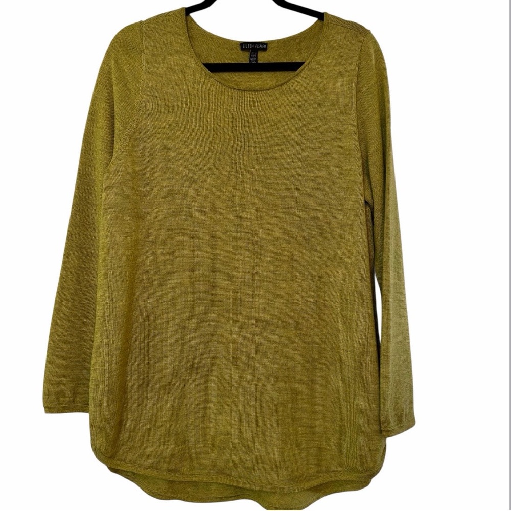 Eileen Fisher Merino Wool Green Sweater Size Large 
Capsule Lagenlook